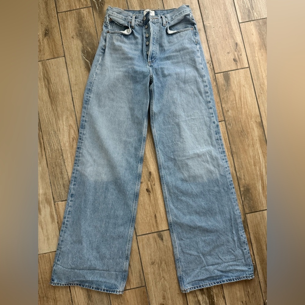 Agolde Dame Light Blue High-Rise Wide Leg Jeans - Picture 2 of 5
